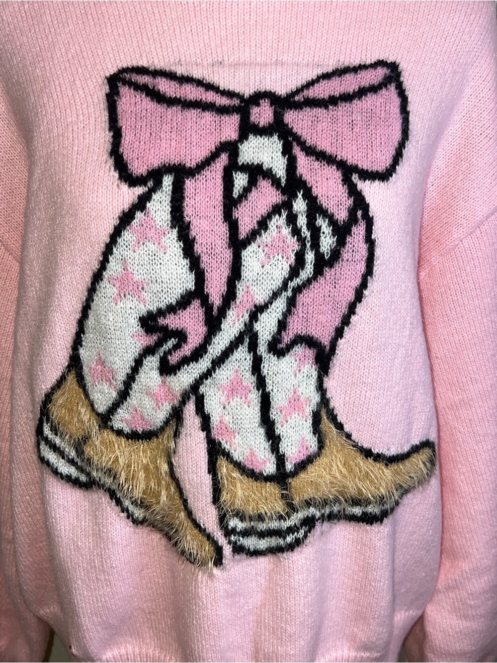 SIMPLY SOUTHERN Cowboy Boots Graphic Fuzzy Sweater - Picture 4 of 12
